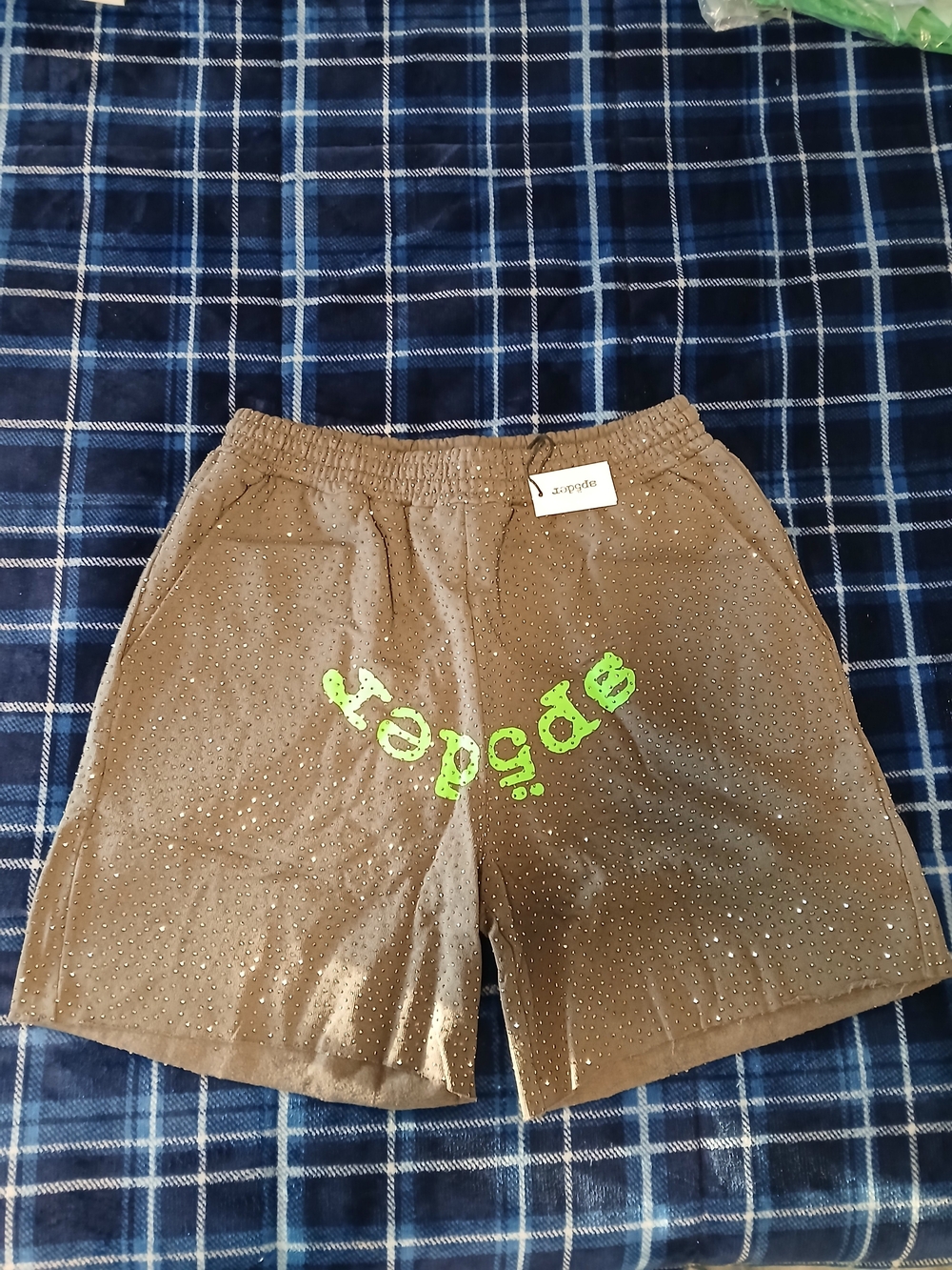 Men's Brown Shorts with Neon Green